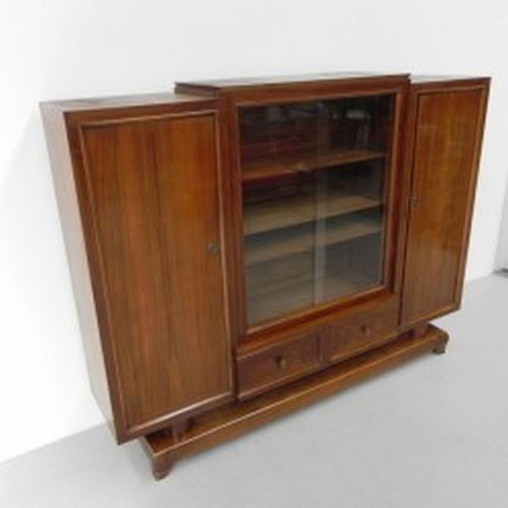 Image 1 of Grote Art Deco kast, vitrinekast met glazen schuifdeuren