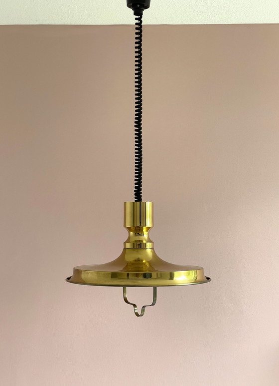 Image 1 of Vitrika Deens Vintage Design Lamp Met Trekpendel Massief Messing 