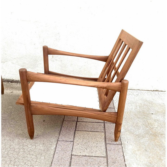 Image 1 of Paar Scandinavische vintage fauteuils in massief teakhout, 1950-1960