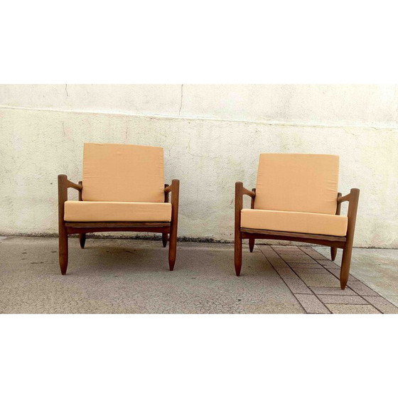 Image 1 of Paar Scandinavische vintage fauteuils in massief teakhout, 1950-1960