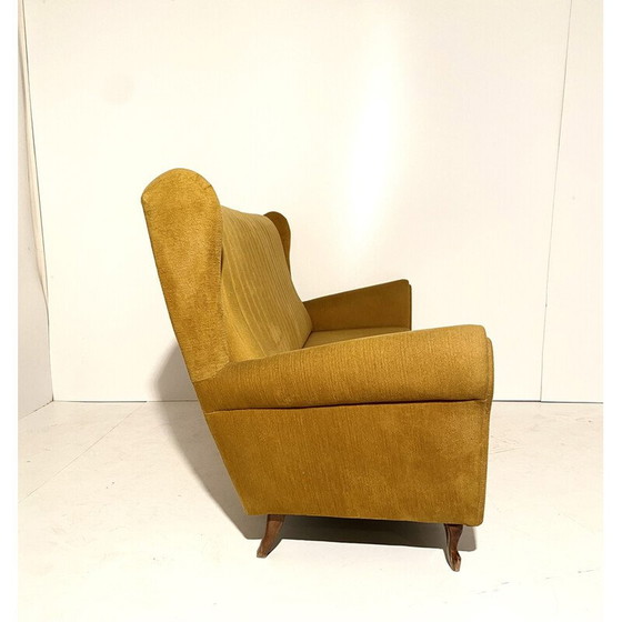 Image 1 of Vintage Velver en houten woonkamer set, Italië 1950