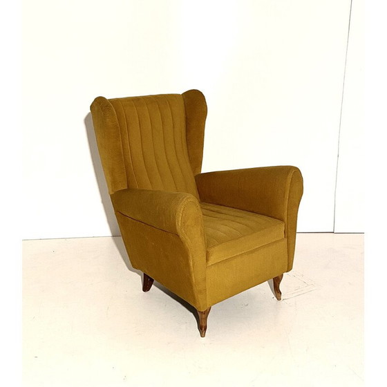 Image 1 of Vintage Velver en houten woonkamer set, Italië 1950