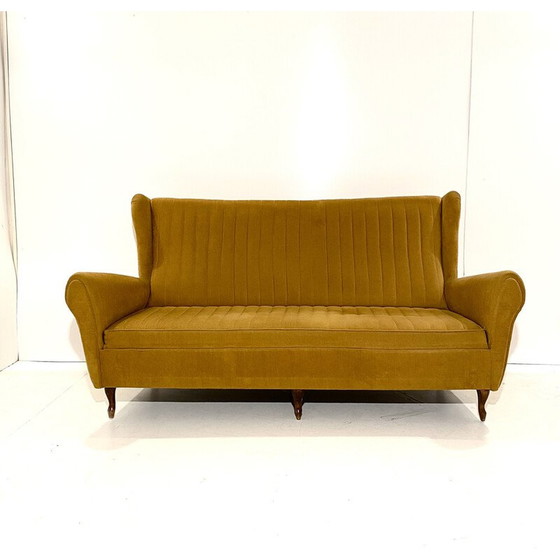 Image 1 of Vintage Velver en houten woonkamer set, Italië 1950