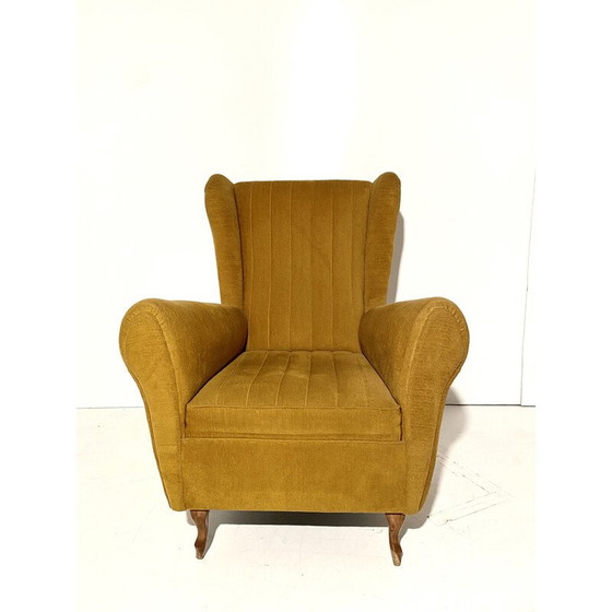 Image 1 of Vintage Velver en houten woonkamer set, Italië 1950