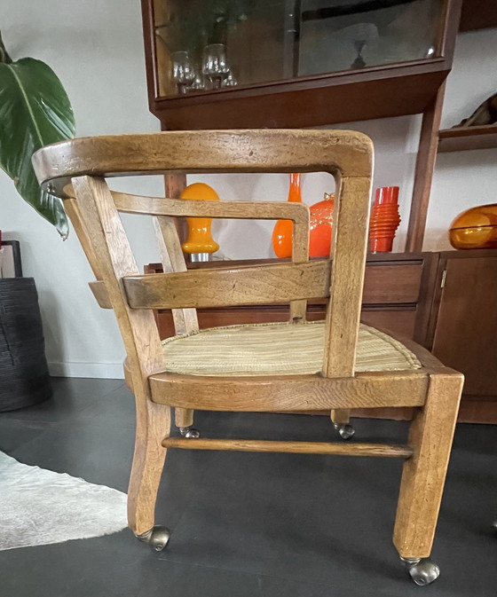 Image 1 of 2x Vintage Olijfhouten Gebogen Fauteuils