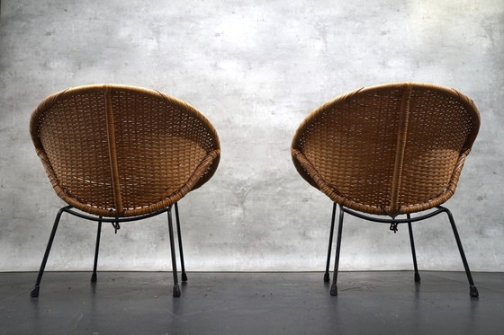 Image 1 of 2x Vintage rieten stoelen van Rieten