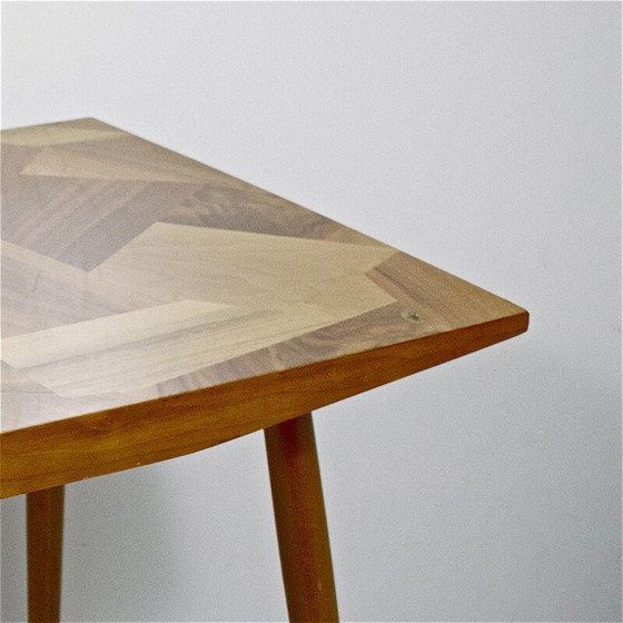 Image 1 of Vintage patchwork tafel, houtmozaïek 1950