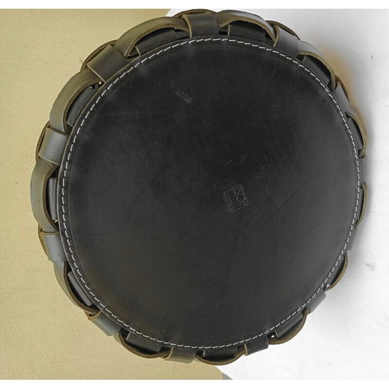 Image 1 of Vintage gevlochten leren mand voor La Maison Arte et Cuoio, Italië 2000