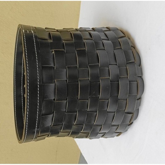 Image 1 of Vintage gevlochten leren mand voor La Maison Arte et Cuoio, Italië 2000