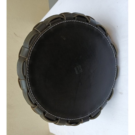 Image 1 of Vintage gevlochten leren mand voor La Maison Arte et Cuoio, Italië 2000