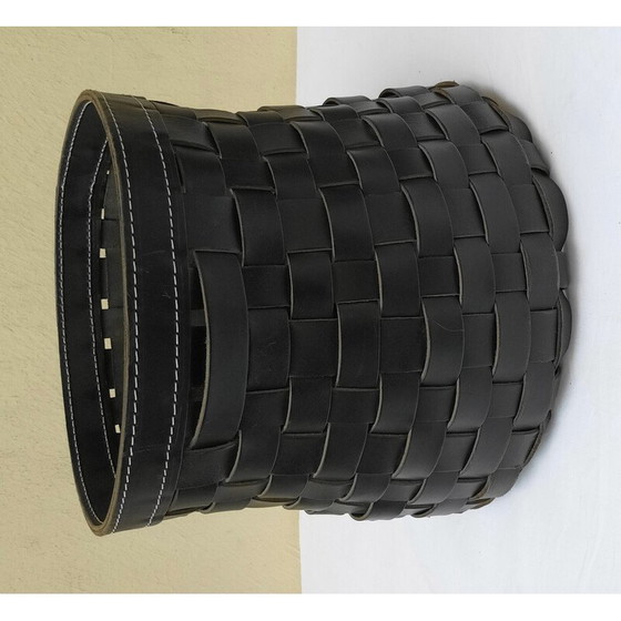 Image 1 of Vintage gevlochten leren mand voor La Maison Arte et Cuoio, Italië 2000