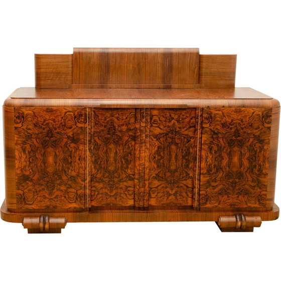 Image 1 of Vintage massief houten en walnootfineer dressoir, Frankrijk 1930