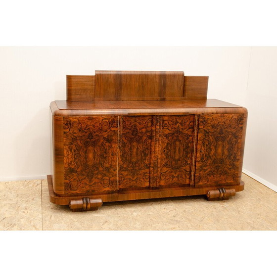 Image 1 of Vintage massief houten en walnootfineer dressoir, Frankrijk 1930