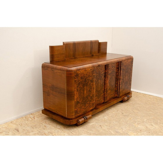 Image 1 of Vintage massief houten en walnootfineer dressoir, Frankrijk 1930