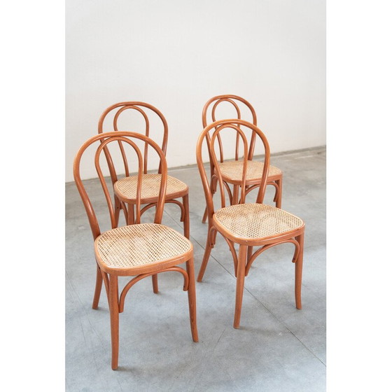 Image 1 of Set van 34 vintage stoelen van gebogen beukenhout en rieten zittingen, 2000