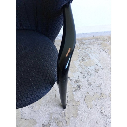 Set van 4 vintage zwarte fauteuils van Pietro Constantini, 1980