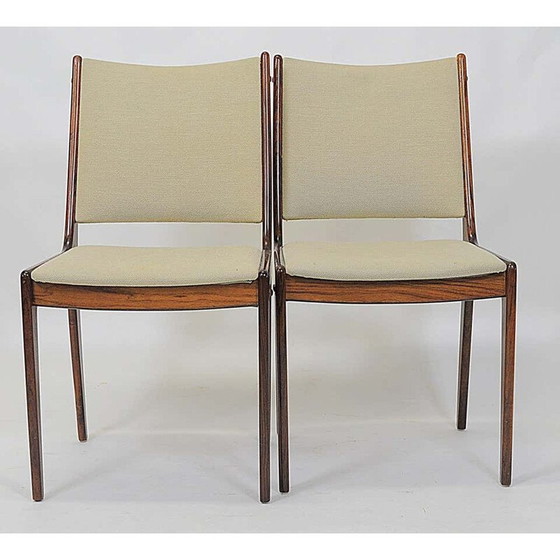 Image 1 of Set van 8 Vintage Rozenhouten stoelen Inc. Herstoffering Acht door Johannes Andersen voor Uldum Møbler, Denemarken 1960