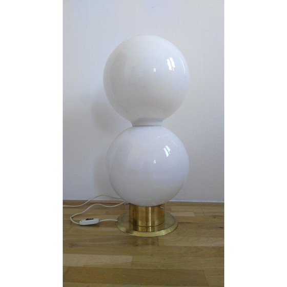 Image 1 of Vintage vloerlamp van messing en glas, Tsjechoslowakije 1970