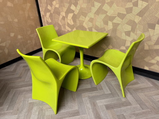 3X Design Stoel Met Bij Passende Tafel 