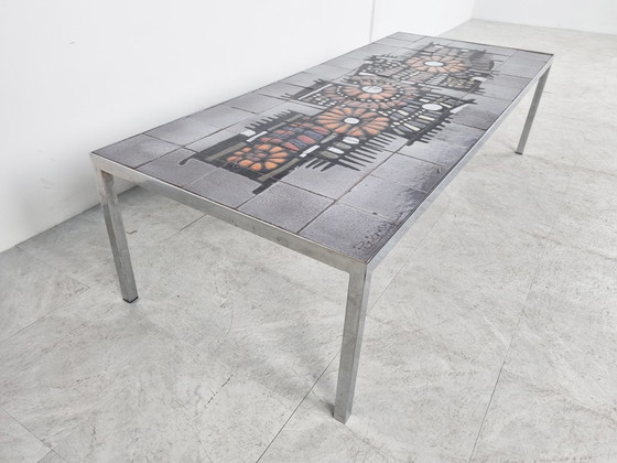 Image 1 of Vintage keramieken salontafel van Perignem, jaren 60