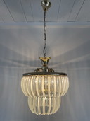 Vintage kroonluchter van Italiaans glas en messing, jaren 70