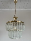 Vintage kroonluchter van Italiaans glas en messing, jaren 70