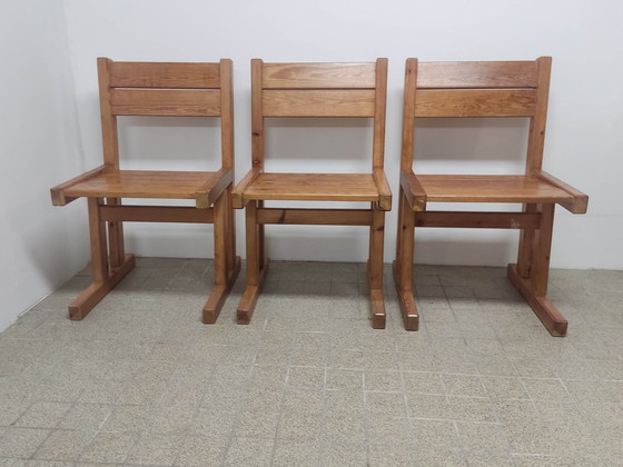 Image 1 of 3x Massief grenen eetkamerstoelen