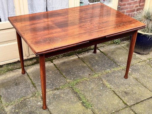 Vintage palissander tafel + stoelen