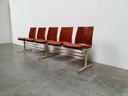 teak plywood vintage industrieel retro kerkbank 60s design