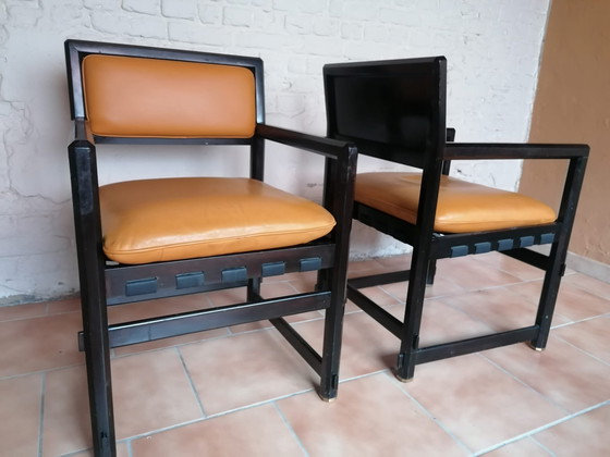 Image 1 of J. Wormley, Dunbar USA, houten fauteuils - 4 stuks