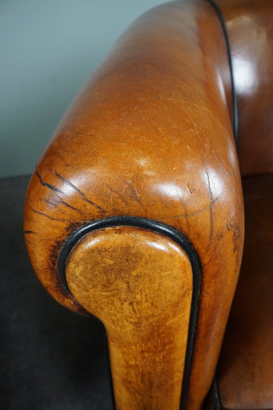 Image 1 of 2x Vintage schapenleren clubfauteuils