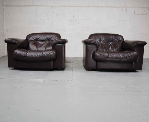 Pair of De Sede DS-101 leather lounge chairs