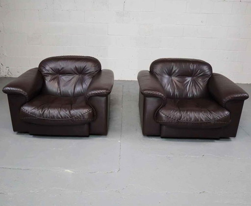 Pair of De Sede DS-101 leather lounge chairs