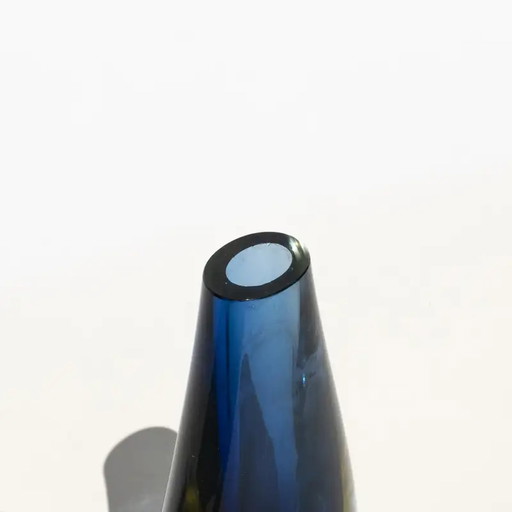 Vintage druppelvormige vaas in blauw "Sommerso" Murano-glas, Flavio Poli-stijl – vazen, Murano Glass (photo 2 of 5)