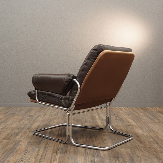 Image 1 of Gemakkelijke fauteuil | Leren fauteuil stalen buis Mid Century