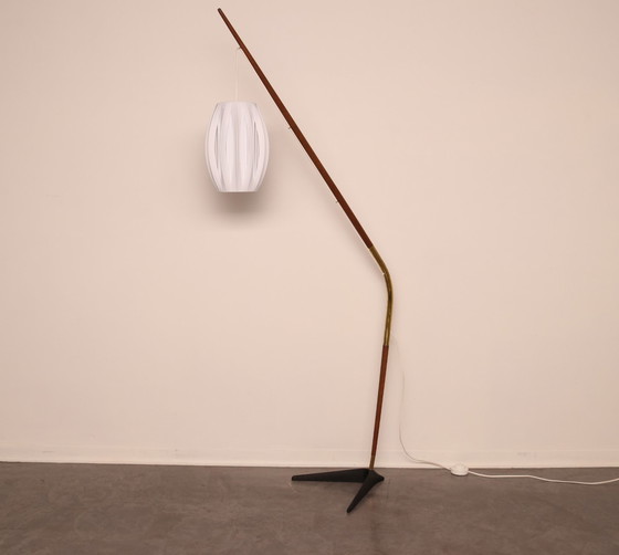 Image 1 of Vloerlamp 'Fishing Pole' van Svend Aage Holm Sorensen voor Sorensen & Co - Denemarken - jaren 50
