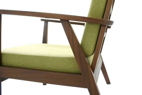 Image 1 of Mid Century 60 Deense Teakhouten loungestoel / Fauteuils uit het midden van de eeuw met nieuwe kussens en nieuwe hoes