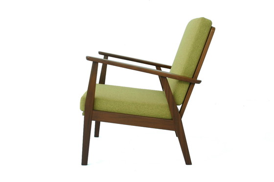 Image 1 of Mid Century 60 Deense Teakhouten loungestoel / Fauteuils uit het midden van de eeuw met nieuwe kussens en nieuwe hoes