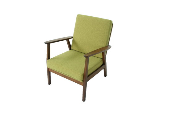 Image 1 of Mid Century 60 Deense Teakhouten loungestoel / Fauteuils uit het midden van de eeuw met nieuwe kussens en nieuwe hoes