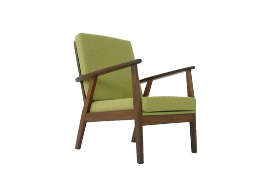 Image 1 of Mid Century 60 Deense Teakhouten loungestoel / Fauteuils uit het midden van de eeuw met nieuwe kussens en nieuwe hoes