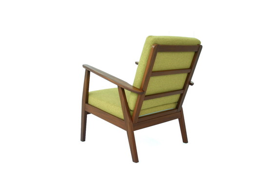 Image 1 of Mid Century 60 Deense Teakhouten loungestoel / Fauteuils uit het midden van de eeuw met nieuwe kussens en nieuwe hoes