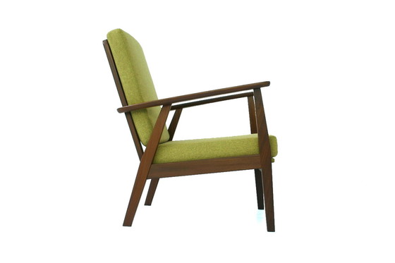 Image 1 of Mid Century 60 Deense Teakhouten loungestoel / Fauteuils uit het midden van de eeuw met nieuwe kussens en nieuwe hoes