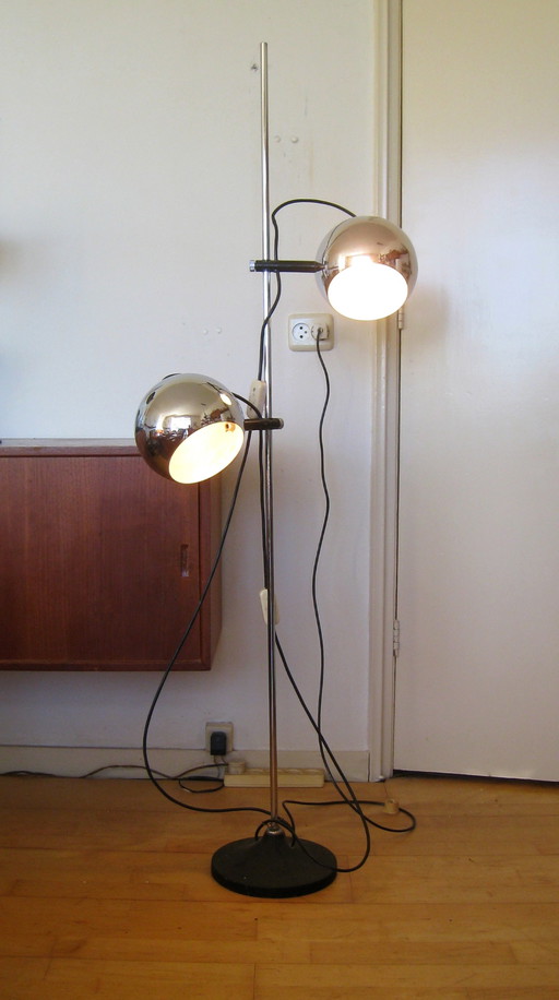 Space Age sixties Herda vloerlamp bollen chroom