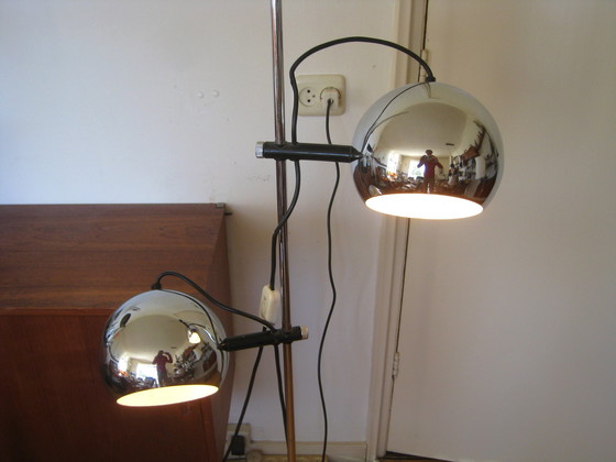 Image 1 of Space Age sixties Herda vloerlamp bollen chroom