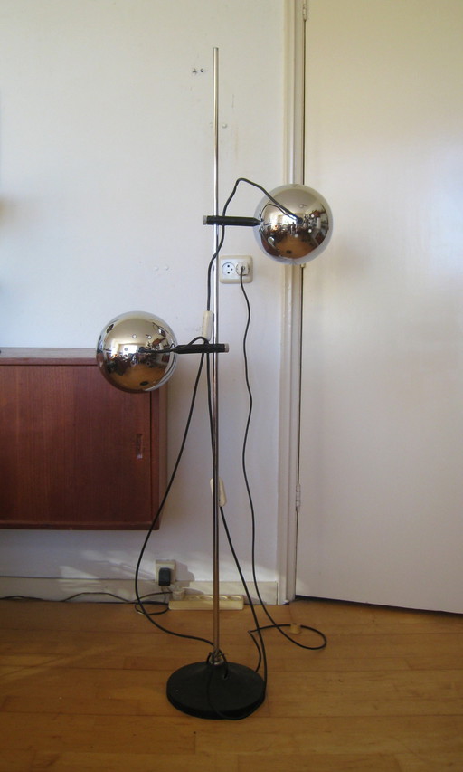 Space Age sixties Herda vloerlamp bollen chroom