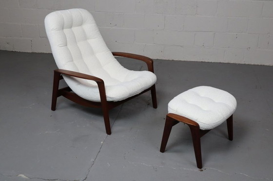 Image 1 of Vintage Teak "Scoop" chair with ottoman by R.Huber & Co, 1960's