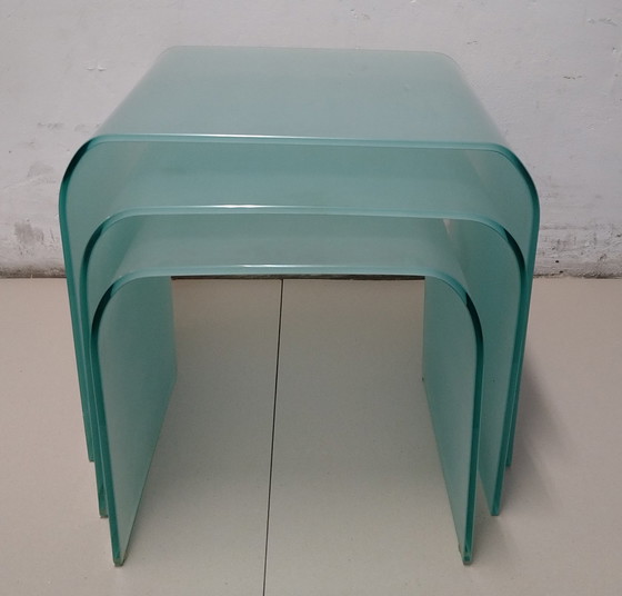 Image 1 of Vintage Nesting Tables van matglas