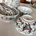 7x Chinese soepkommen + lepels