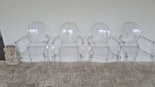 4x Kartell Louis Ghost Armchair by Philippe Starck