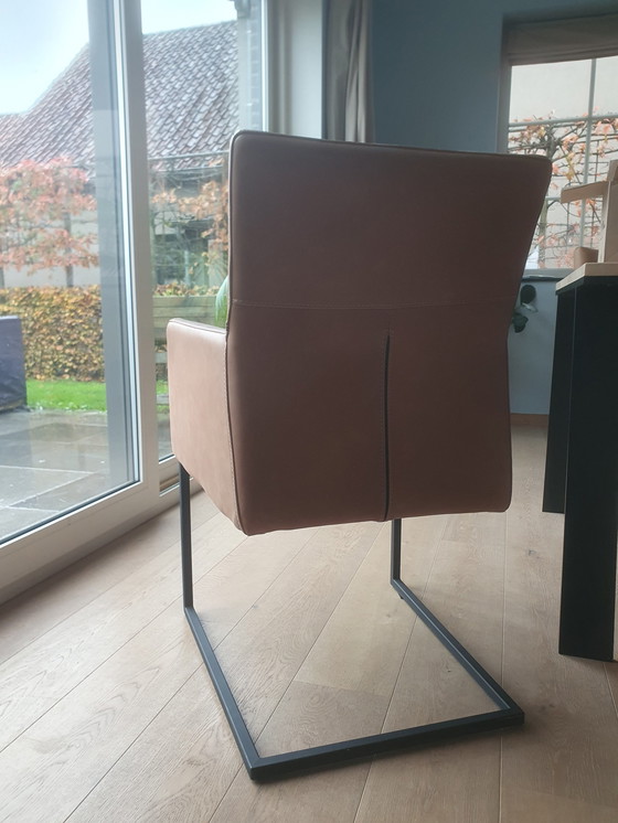 Image 1 of 6 x Enzo Luca leren eetkamerstoelen